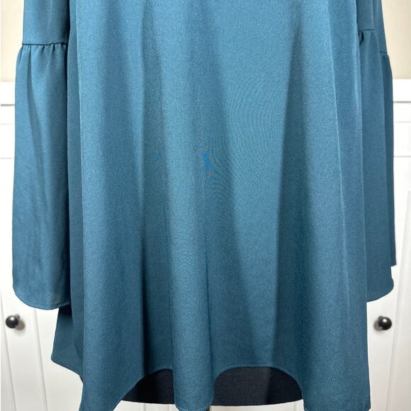 Boden Bell Sleeve Blouse Boho Keyhole Neck Flowy Relaxed Teal Green W0196 Sz 14 - Picture 5 of 14